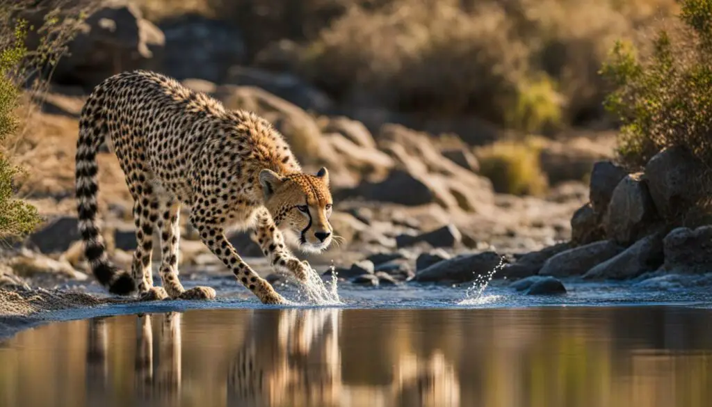 Cheetah drinking water