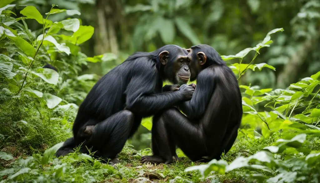 How do chimpanzees interact with each other in the wild?