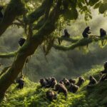 How do chimpanzees establish and defend their territories?