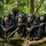 What are the primary threats facing wild chimpanzee populations?