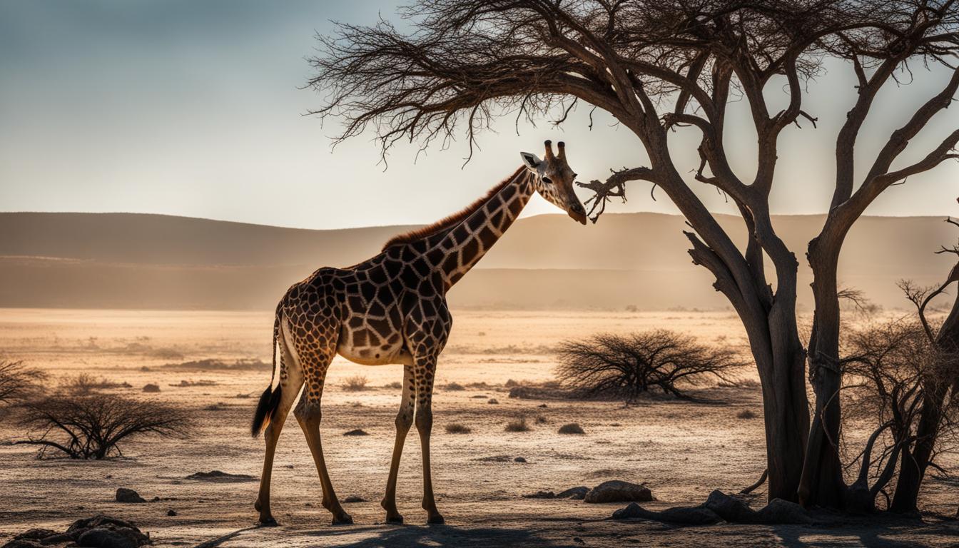 How are giraffes affected by climate change in their habitats?