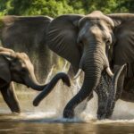 How do elephants behave in the wild and in captivity?