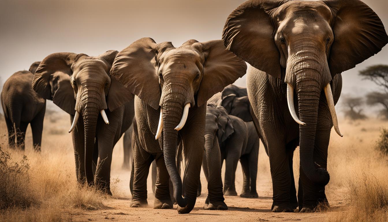 What roles do different family members play in an elephant herd?