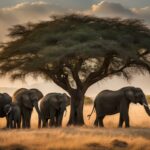 What is the social structure of elephant herds and families?