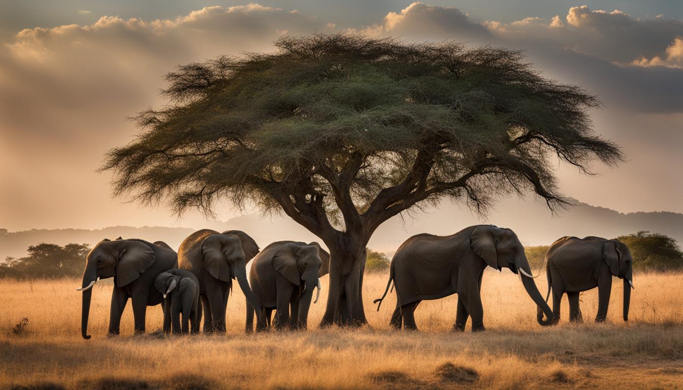 What is the social structure of elephant herds and families?
