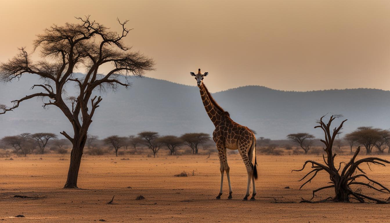 How are giraffes affected by climate change in their habitats?