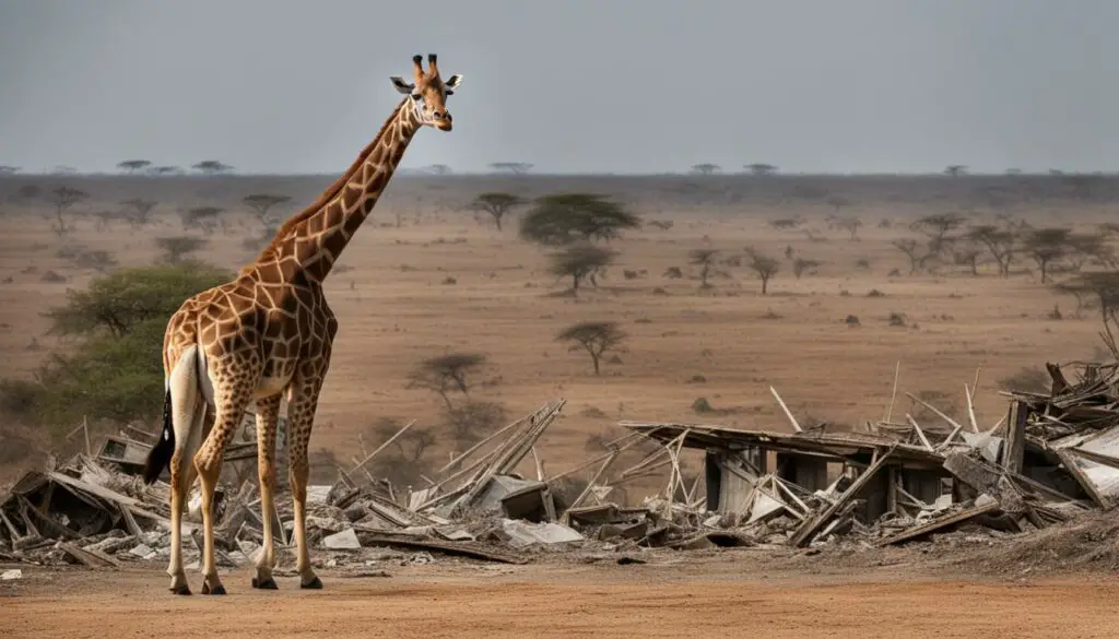 How do humangiraffe conflicts impact giraffe populations?