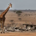 How do human-giraffe conflicts impact giraffe populations?