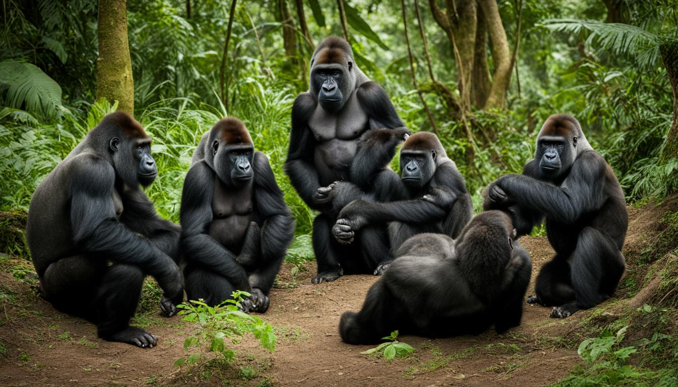 How are social hierarchies established in gorilla groups?