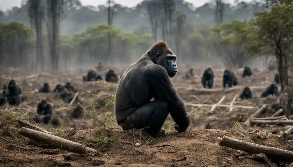 How is habitat loss impacting wild gorilla populations?