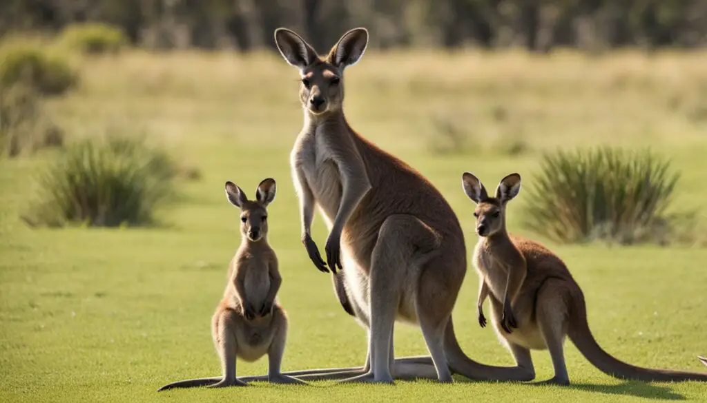 What roles do different family members play in a kangaroo group?