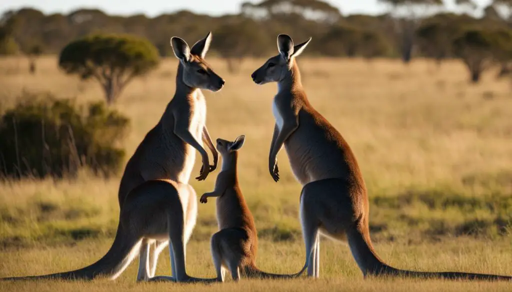 How do kangaroos reproduce, and what is their reproduction cycle?