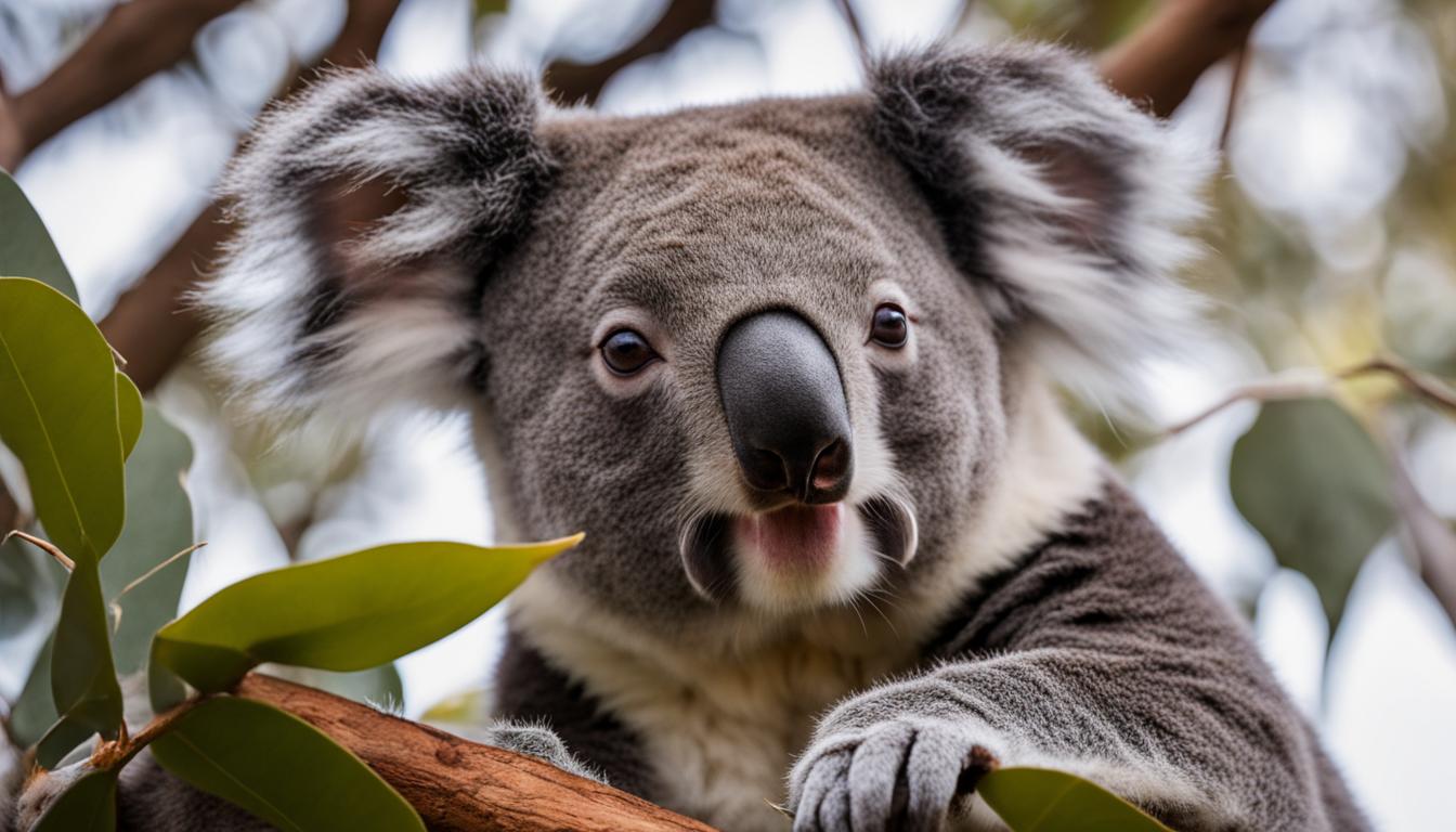 Why do koalas eat eucalyptus leaves, and how do they digest them?