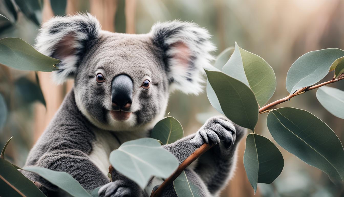 Why do koalas eat eucalyptus leaves, and how do they digest them?