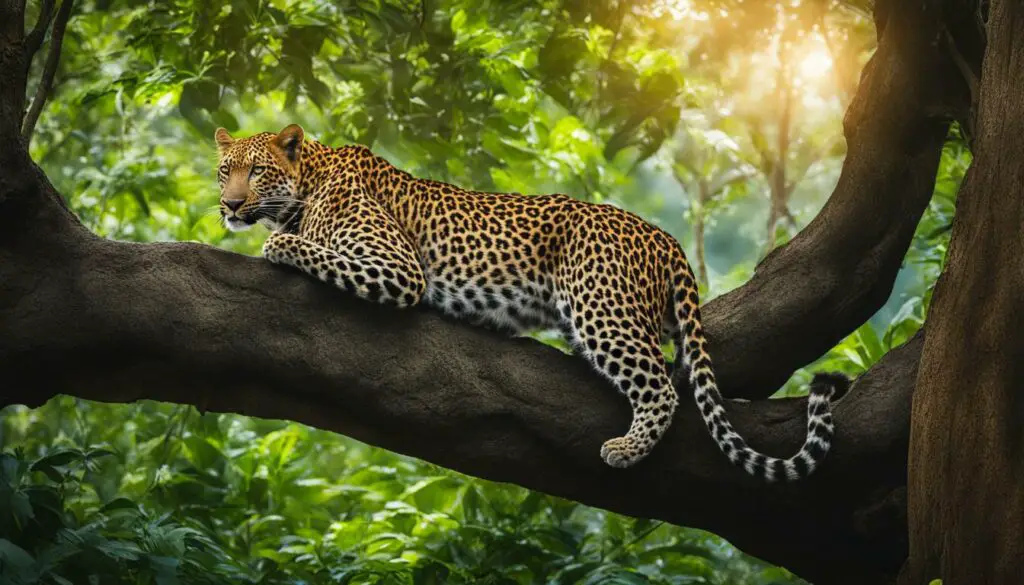 Leopard climbing