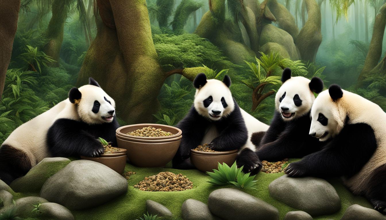 How do giant pandas behave in the wild and in captivity?