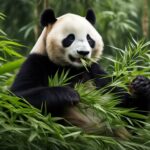 What do giant pandas typically eat, and how do they feed?