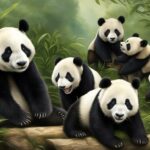 What roles do different family members play in a giant panda group?