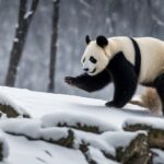 How do giant pandas adapt to winter conditions in their habitats?