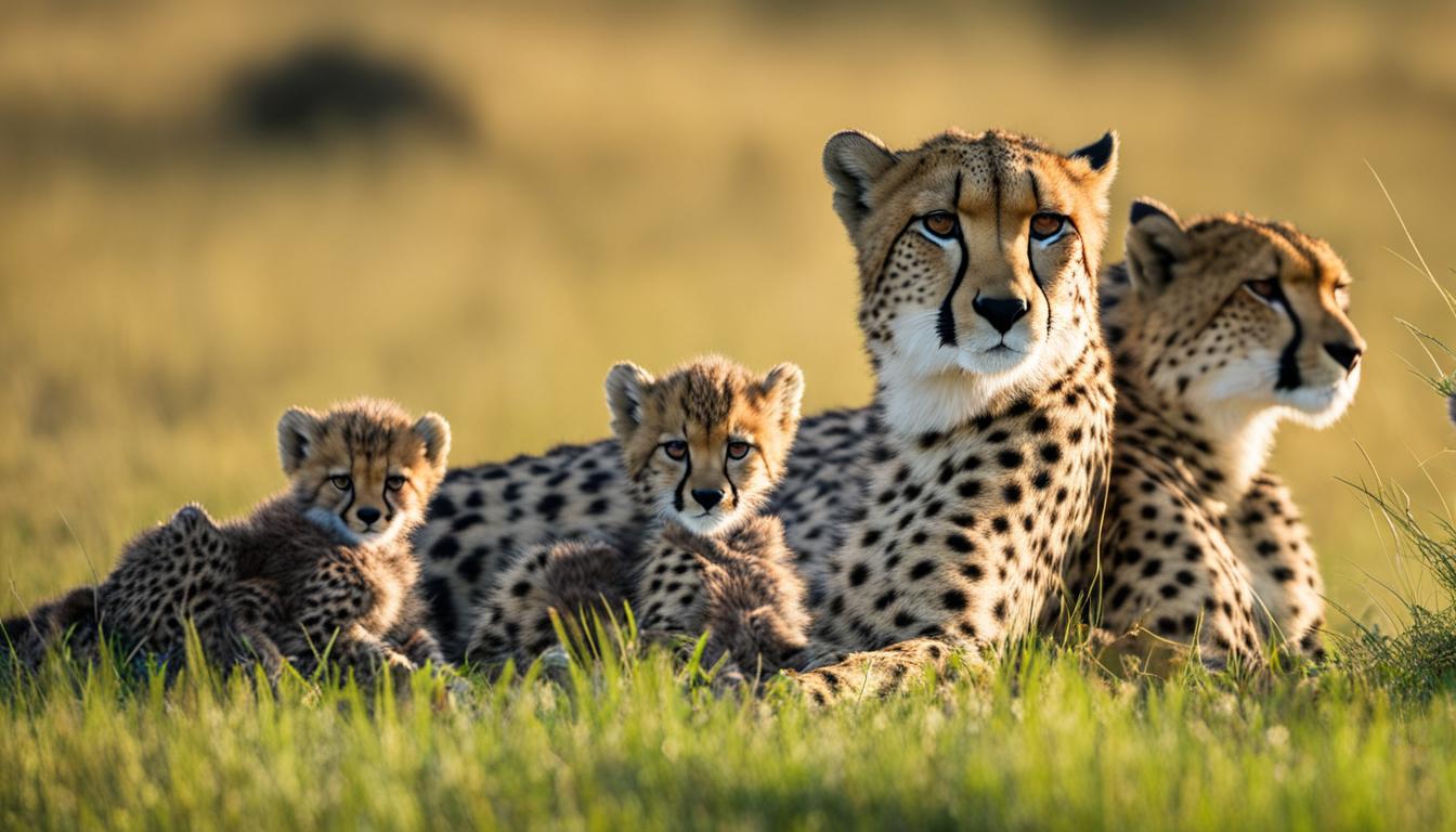 What is the process of cheetah birth and raising cubs?