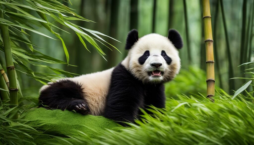 giant panda playing in the wild