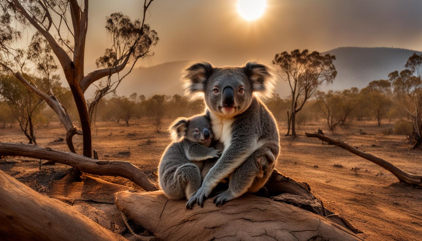 How are koalas affected by climate change in their habitats?