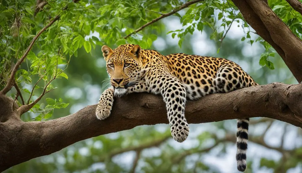 leopard resting on a tree branch