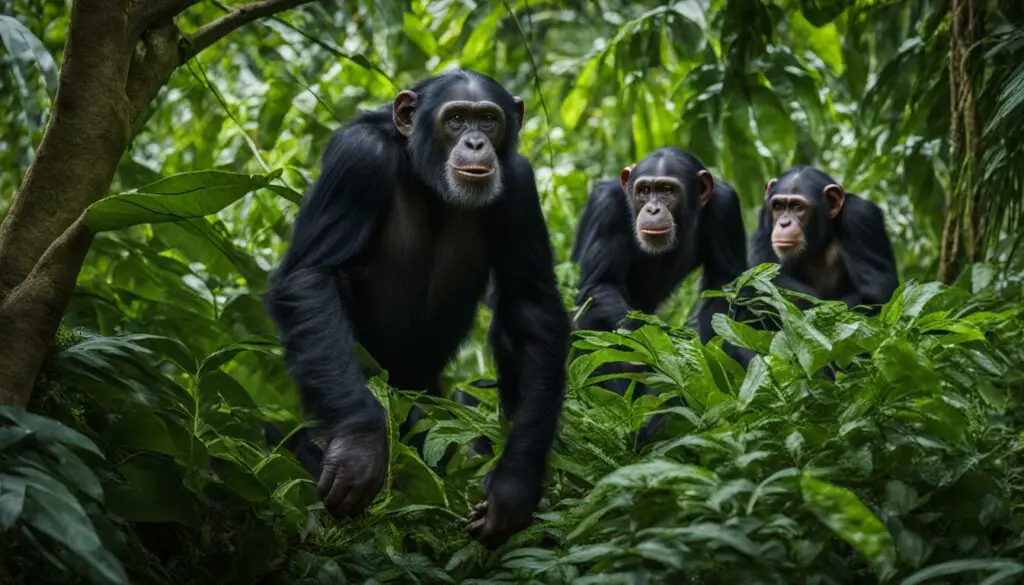 Do chimpanzees hunt, and what are their hunting strategies?