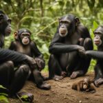 How are chimpanzee families structured in the wild?