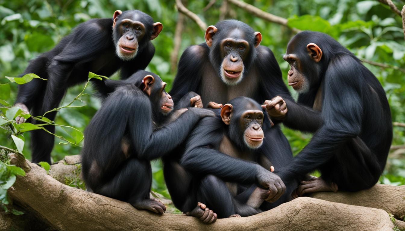 How do chimpanzee groups function, and what are their dynamics?