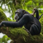 How do chimpanzees groom and maintain their hygiene?