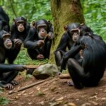 How do chimpanzees interact with each other in the wild?