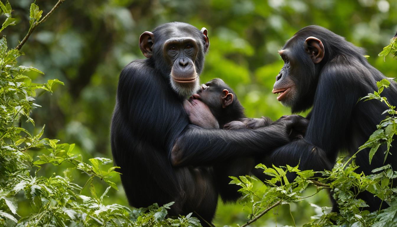 How do chimpanzees mate and reproduce in the wild?