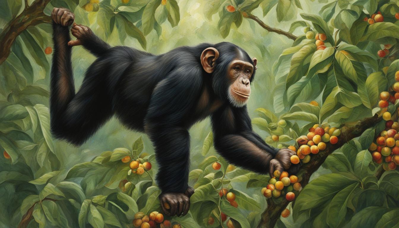What do chimpanzees typically eat, and how do they forage?