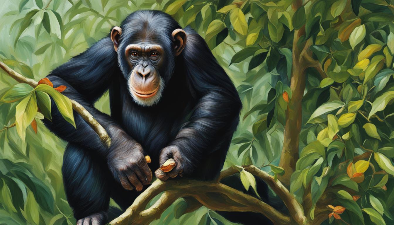 What do chimpanzees typically eat, and how do they forage?