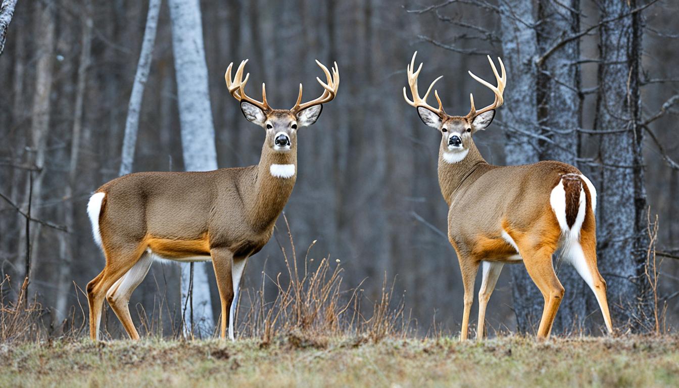 How can you distinguish between a mule deer and a white-tailed deer?
