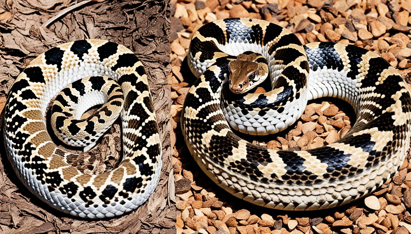 How do you distinguish between a rattlesnake and a bullsnake?