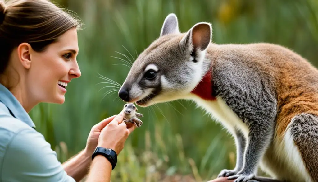 Human-marsupial interaction