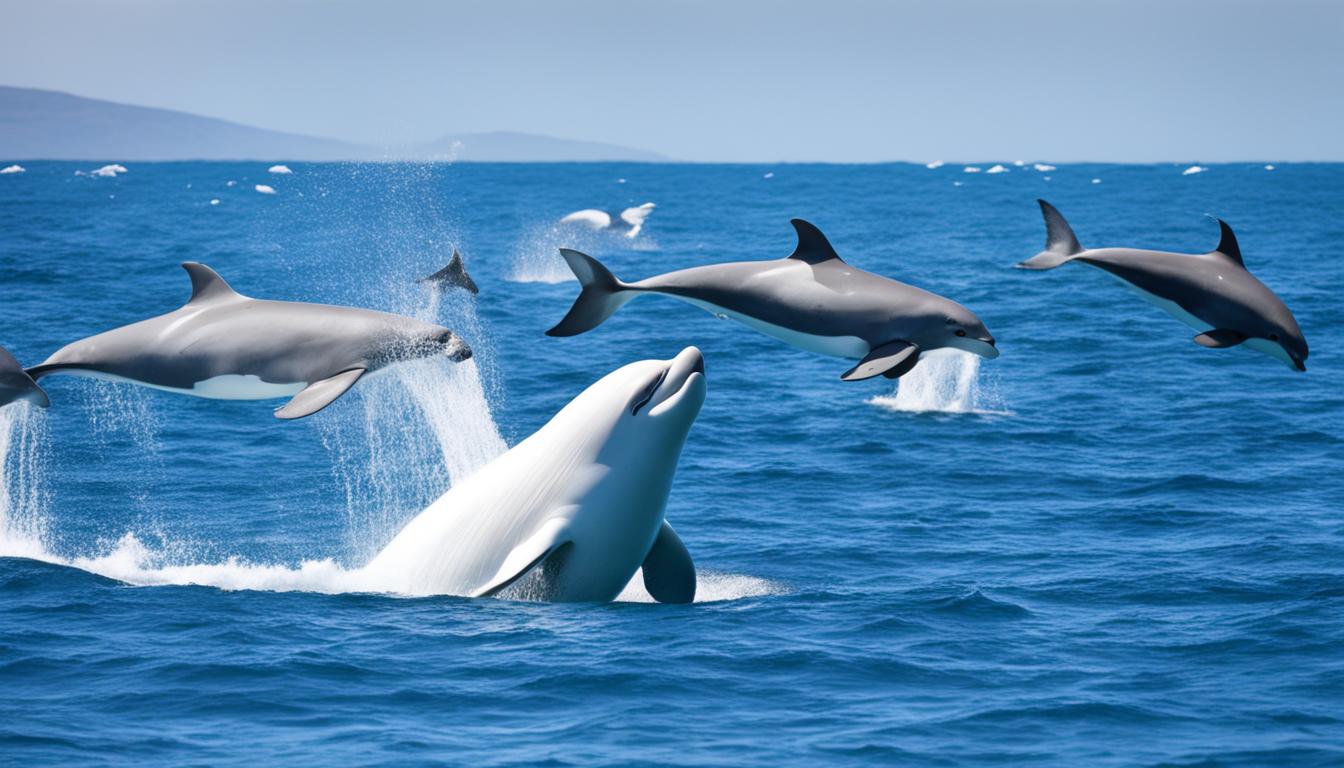 How do beluga whales interact with other marine life?