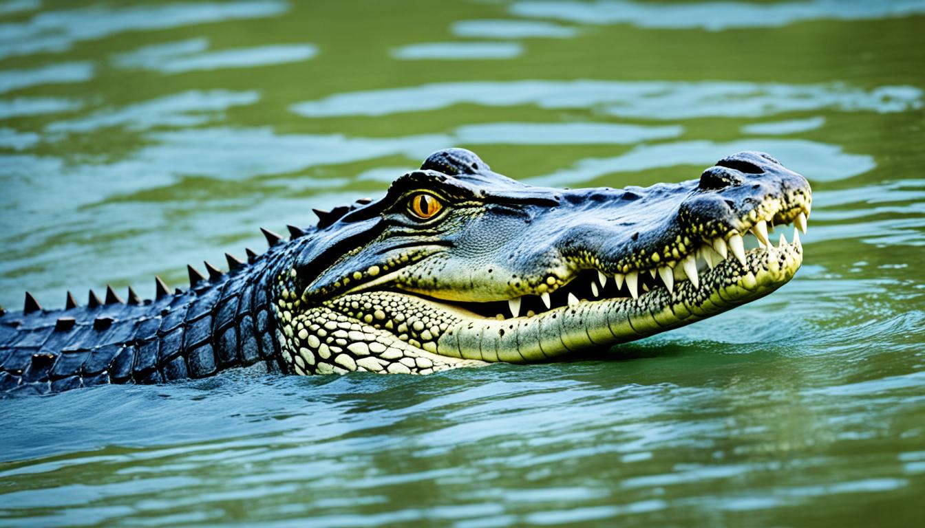 How do crocodiles survive in both water and land?