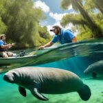 How do manatees interact with humans?