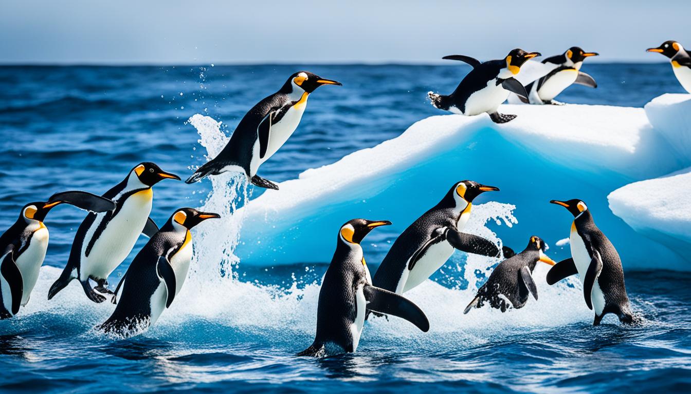 How do penguins hunt for food?