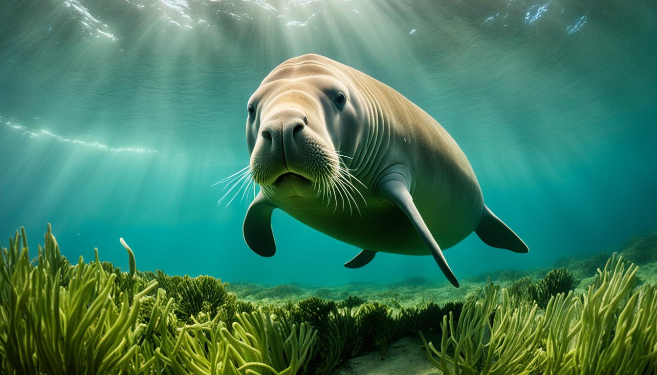 How do dugongs interact with other marine life?