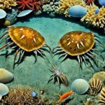 How do horseshoe crabs interact with other marine life?