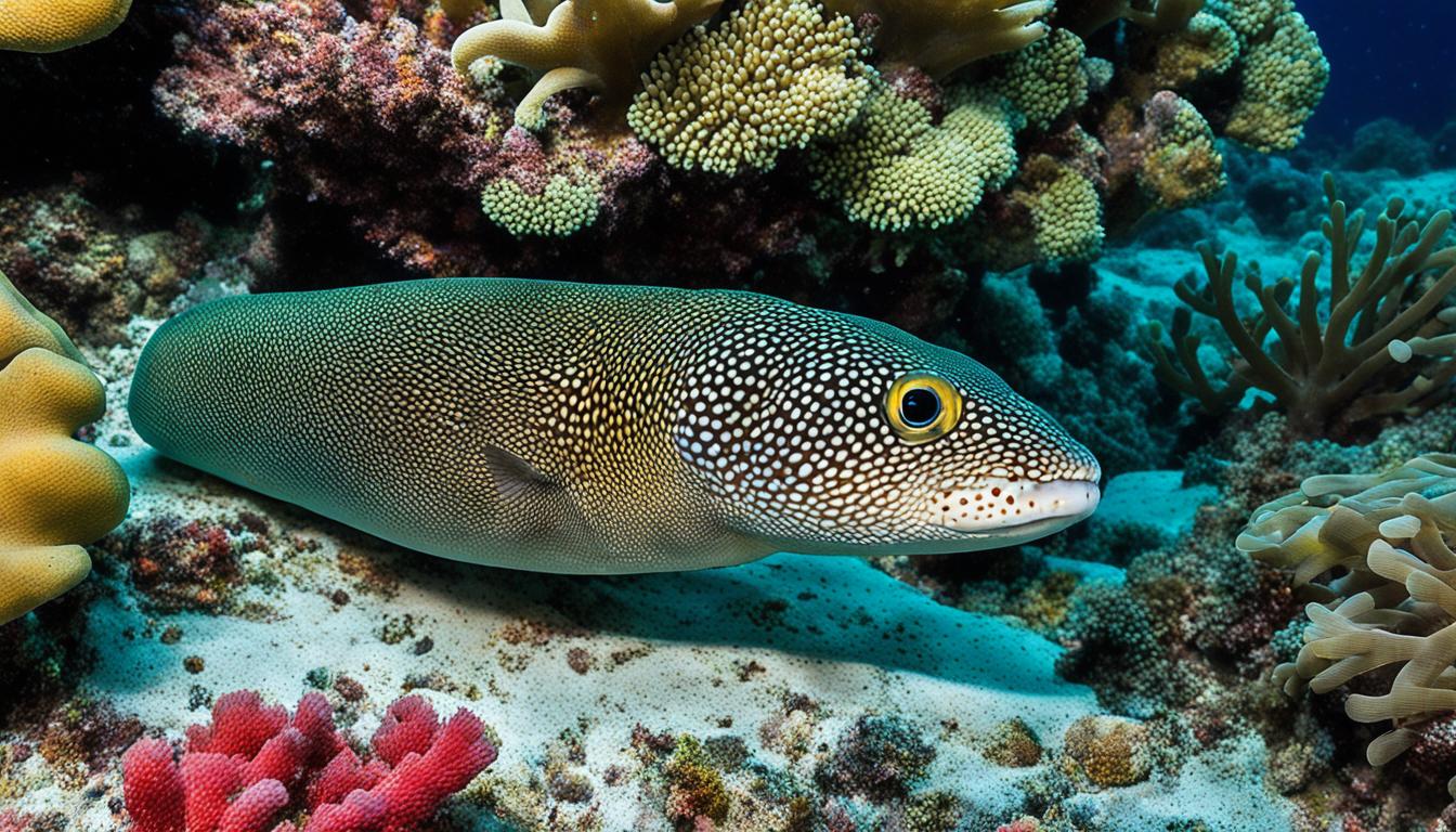 How do moray eels hide in coral reefs?