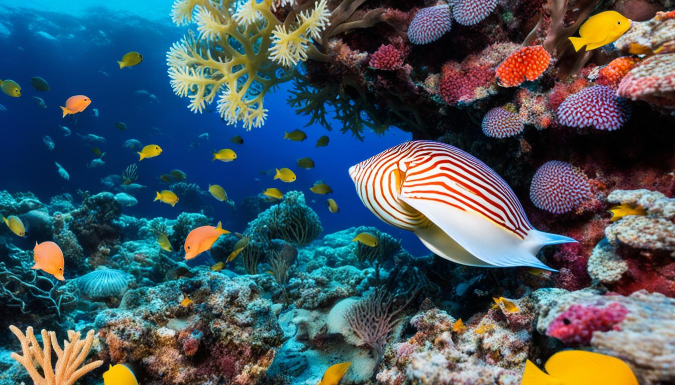 How do nautiluses interact with other marine life?