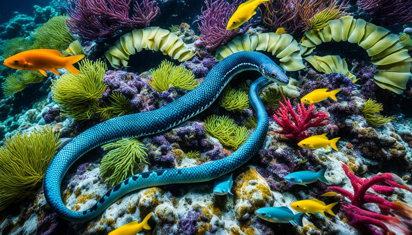 How do sea snakes interact with other marine life?