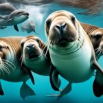 How do walruses interact with other marine life?