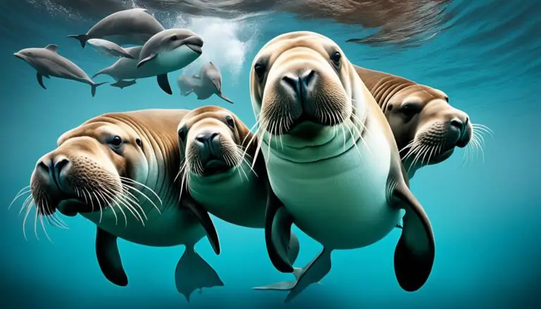 How do walruses interact with other marine life?